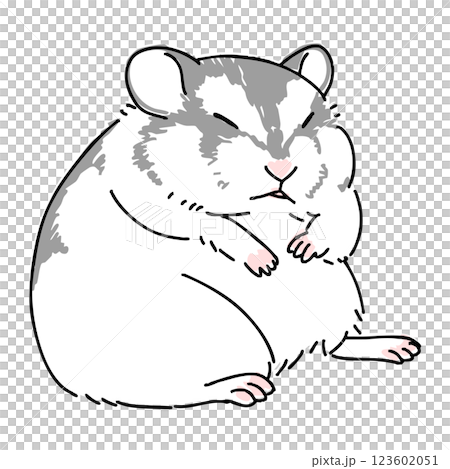 Hand-drawn illustration of a sleeping hamster 123602051