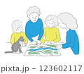 防災について家族会議するイラスト 123602117