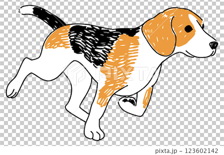 走っているビーグルのイラスト 走っているビーグルのイラスト 123602142