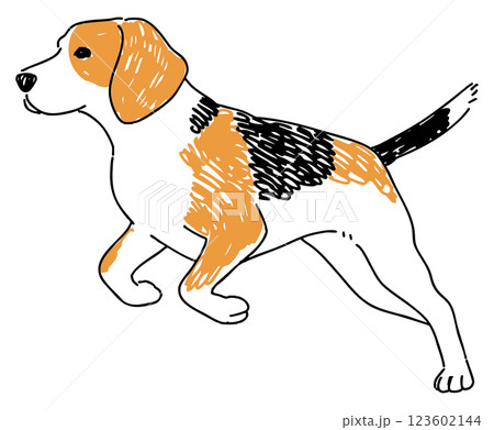 走っているビーグルのイラスト 123602144