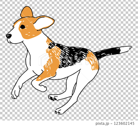 走っているビーグルのイラスト 123602145