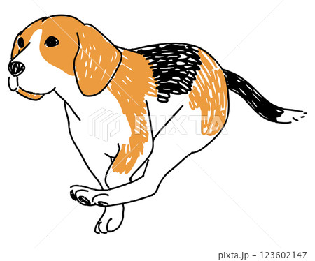 走っているビーグルのイラスト 123602147