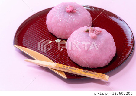 【春素材】桜餅・関西風桜餅・道明寺【食べ物素材】 123602200