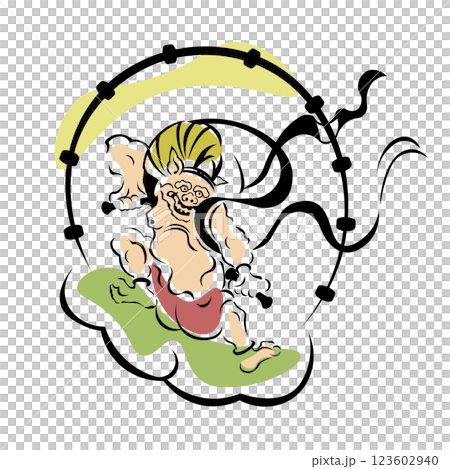 色を付けた雷神のイラスト 123602940