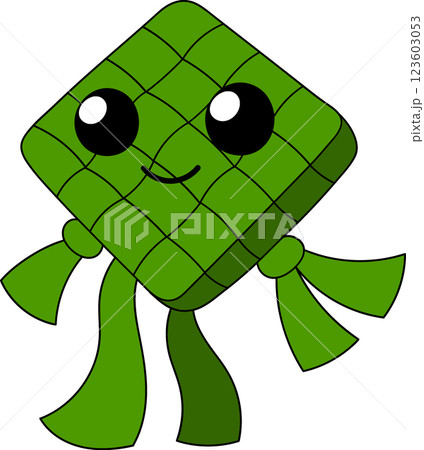 Cute Ketupat Character Smiling as a Symbol of Eid al Fitr Celebration 123603053