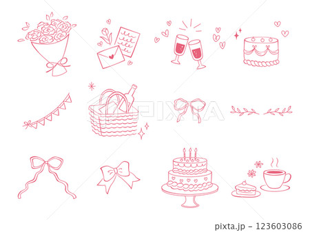 Party vector illustration set in pink color. Party vector illustration set in pink color. 123603086