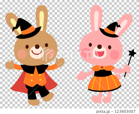 かわいいウサギ　ハロウィン 123603087