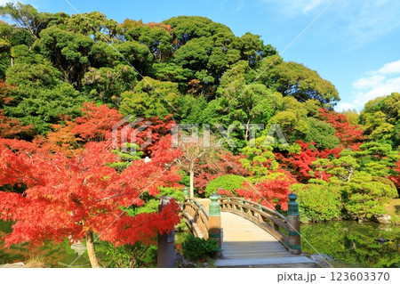 長府庭園　紅葉景色 123603370