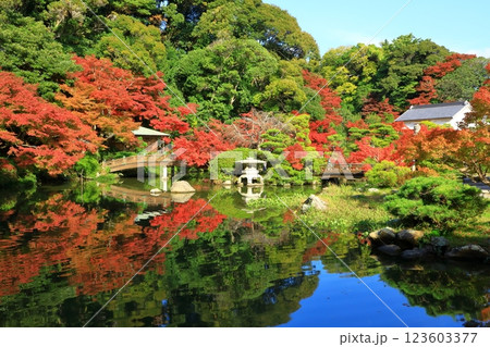 長府庭園　紅葉景色 123603377