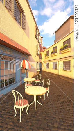 石畳のある街かど 123603524