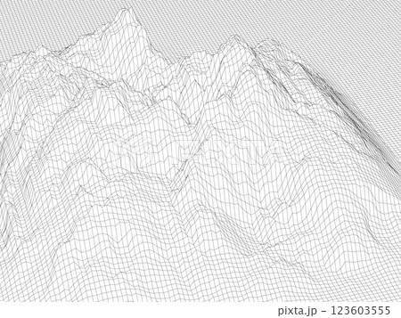 立体地形のワイヤーフレームイメージバックグラウンド　ベクターイラストレーション 123603555