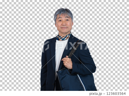 Smiling senior man wearing a jacket Smiling senior man wearing a jacket 123603564