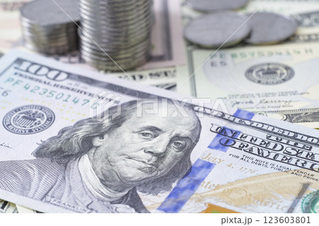 色々な種類の米ドル紙幣 123603801