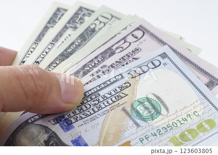 色々な種類の米ドル紙幣 色々な種類の米ドル紙幣 123603805