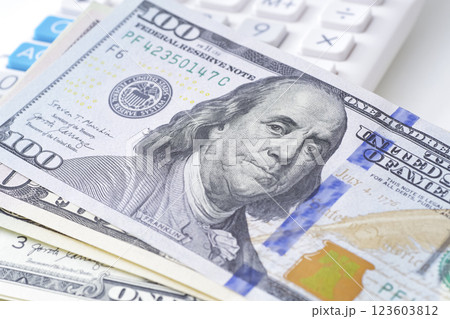 色々な種類の米ドル紙幣 123603812