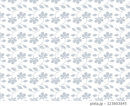 Flower pattern. Seamless white and gray ornament. Graphic vector background 123603845