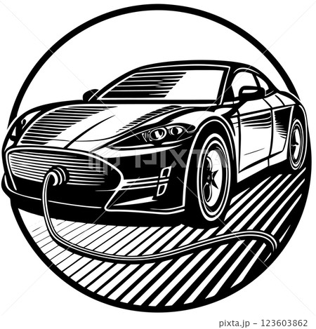 Sleek Electric Sports Car Silhouette Isolated Side View Design 123603862