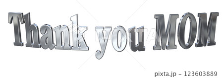 3DCG文字「Thank you MOM」母の日シルバー,銀 3DCG文字「Thank you MOM」母の日シルバー,銀 123603889