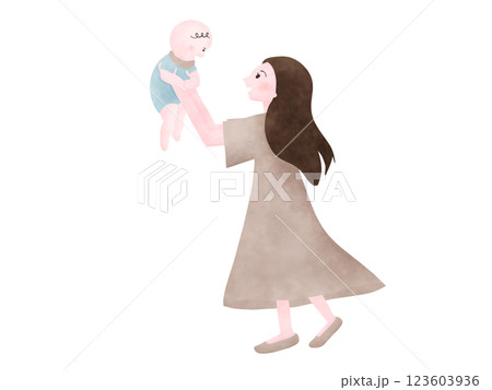 赤ちゃんを抱っこする母親 赤ちゃんを抱っこする母親 123603936
