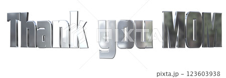 3DCG文字「Thank you MOM」母の日 シルバー,銀 123603938