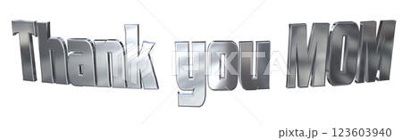 3DCG文字「Thank you MOM」母の日 シルバー,銀 123603940
