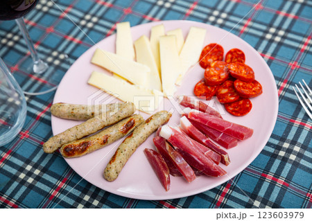 Traditional spanish snack tapas on a plate Traditional spanish snack tapas on a plate 123603979