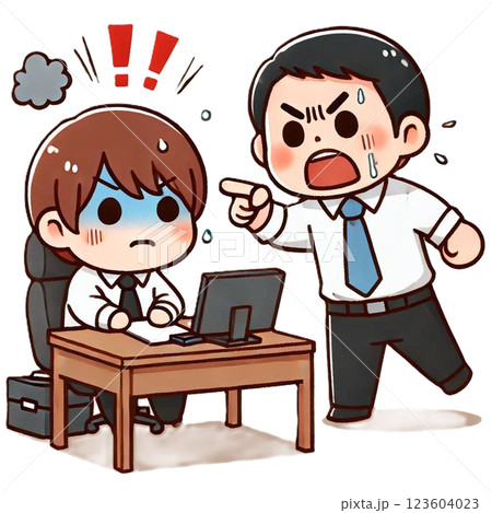 上司からめちゃくちゃ怒られている男性のシンプルでかわいいイラスト 上司からめちゃくちゃ怒られている男性のシンプルでかわいいイラスト 123604023