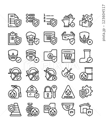 safety security protection line icon set 123604517