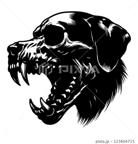 Dog skull will be a terrifying black vector illustration 123604715