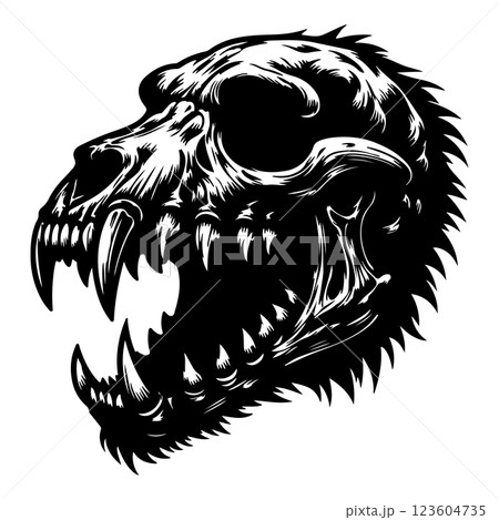 Dog skull will be a terrifying black vector illustration 123604735