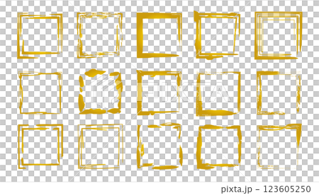 Set of gold squares painted with a brush Set of gold squares painted with a brush 123605250
