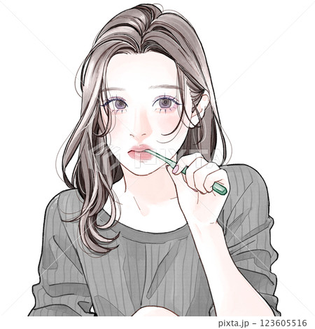 歯磨きをしている女性 123605516