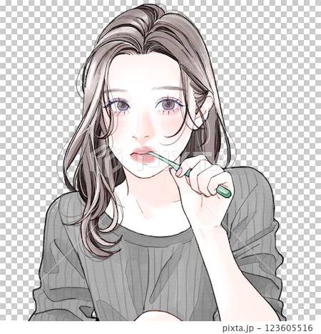 歯磨きをしている女性 123605516