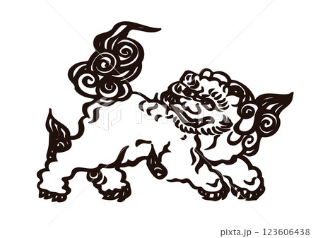 狛犬　線画 123606438