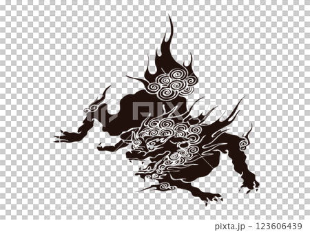 狛犬　シルエット 123606439