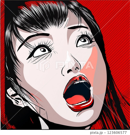 驚いている女　イラスト 123606577