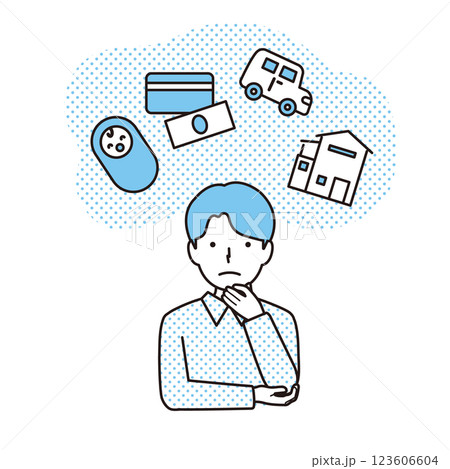将来の計画に悩む男性 123606604