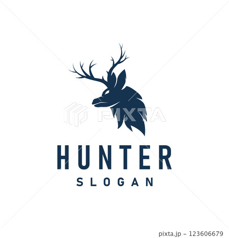 deer logo design deer hunter concept with black silhouette illustration of simple minimalist animal product brand template deer logo design deer hunter concept with black silhouette illustration of simple minimalist animal product brand template 123606679