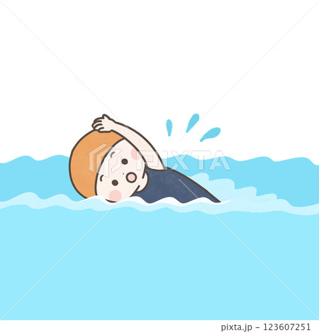 クロールで泳ぐ子供 クロールで泳ぐ子供 123607251