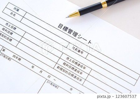 個人やチームの達成目標を明確に定義し、進捗状況を追跡するためのツールである「目標管理シート」 個人やチームの達成目標を明確に定義し、進捗状況を追跡するためのツールである「目標管理シート」 123607537