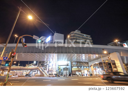 Urban Intersection at Night with Lights, Skyscrapers, Tokyo Dec 9 2024 123607592