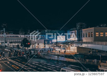 Traffic at a Bustling Urban Intersection Near a Station, Tokyo Dec 9 2024 123607597