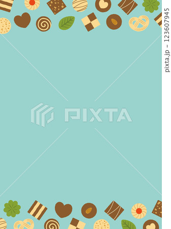 ハートやリフーなどのクッキーのパターンのイラスト_水色 ハートやリフーなどのクッキーのパターンのイラスト_水色 123607945