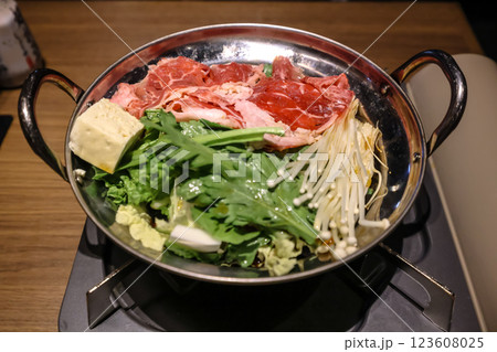 Hot Pot Meal with Fresh Vegetables, Tofu, and Sliced Meat Dec 10 2024 Hot Pot Meal with Fresh Vegetables, Tofu, and Sliced Meat Dec 10 2024 123608025
