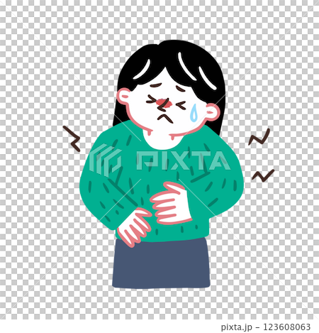 一名婦女患有胃部咕嚕聲和脹氣，關於腸道環境的說明 123608063