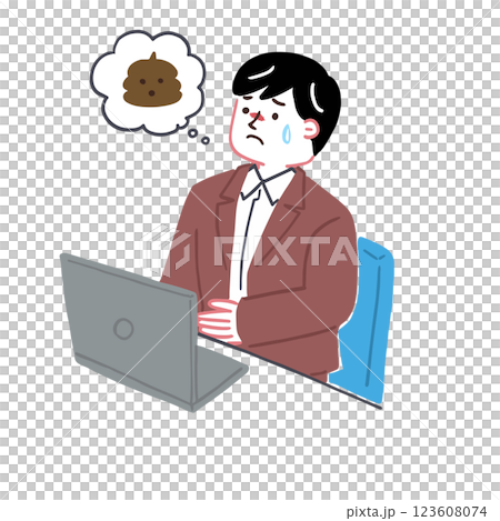 一名男子認為自己最近沒有排便 - 腸道環境說明 123608074