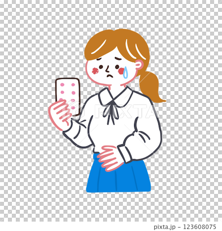 便通を常に薬に頼っているのが気になる女性　腸内環境についてのイラスト 123608075