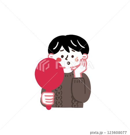 吹き出物ができてしまった女性 腸内環境についてのイラスト 吹き出物ができてしまった女性 腸内環境についてのイラスト 123608077