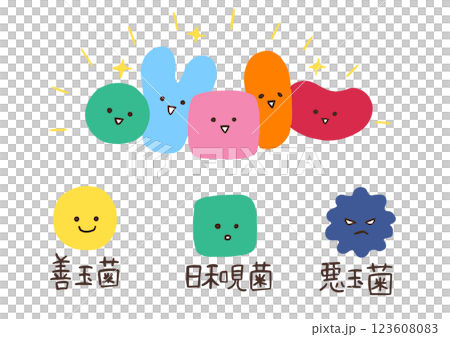 Cute illustration set of intestinal bacteria Illustrations about the intestinal environment 123608083