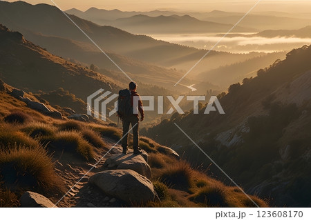 Wonderful mountains with a hiking trail on the ridge. 123608170